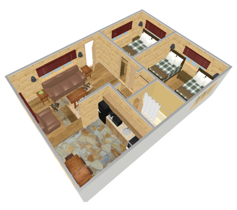 2-Bedroom King Cabin Layout